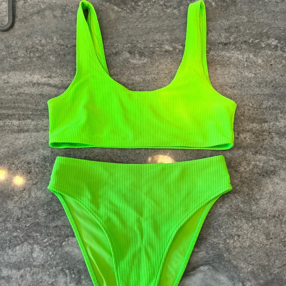 Frankie's Bikinis Neon Green Ribbed Two-Piece Bikini